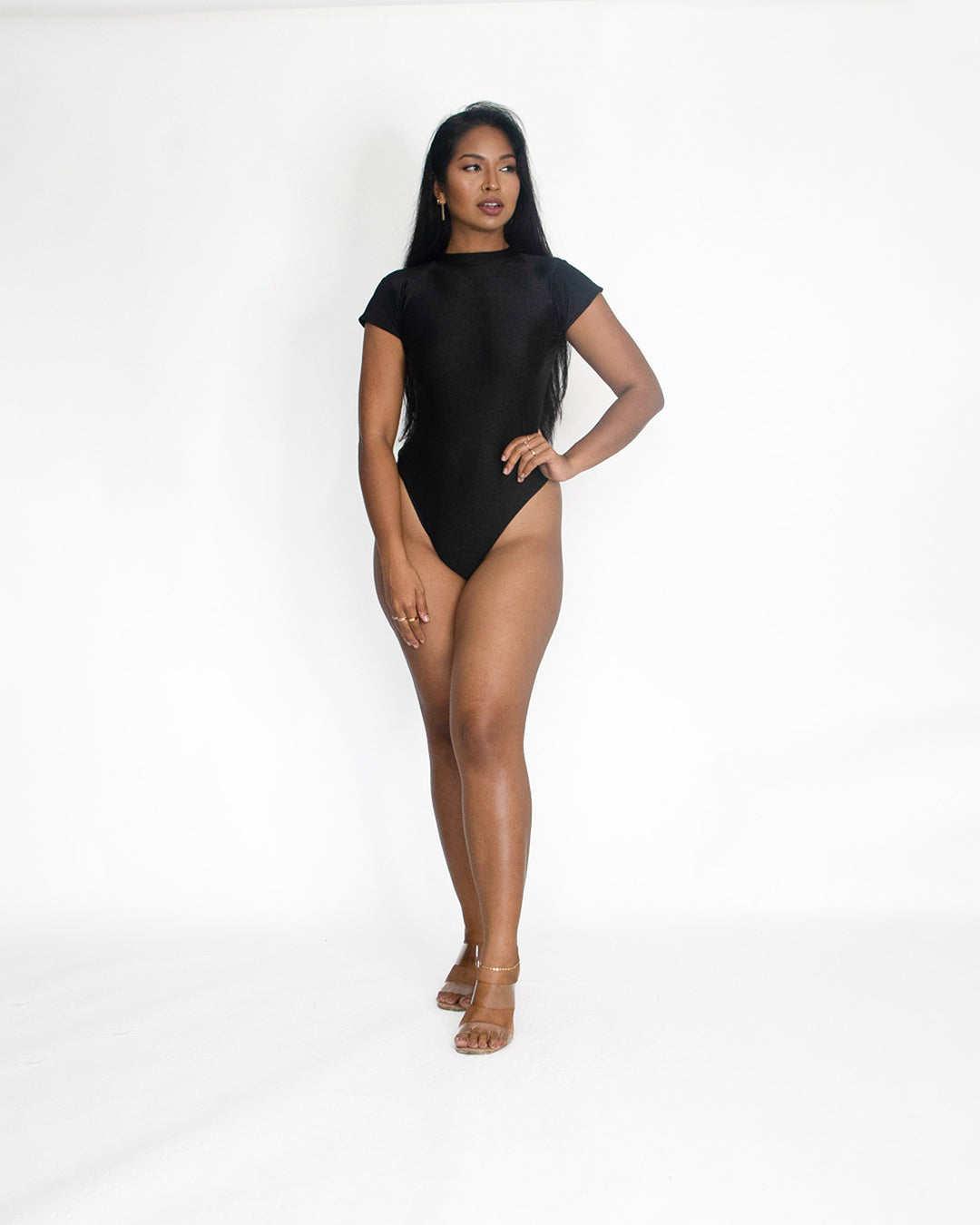 ANASTASIA BODYSUIT CAP SLEEVES | BLACK