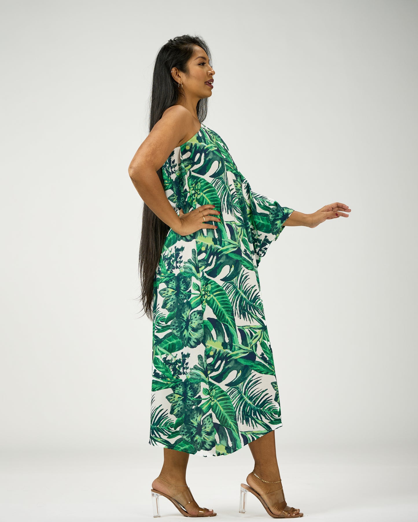 ADRIANA ONE SHOULDER KAFTAN MIDI