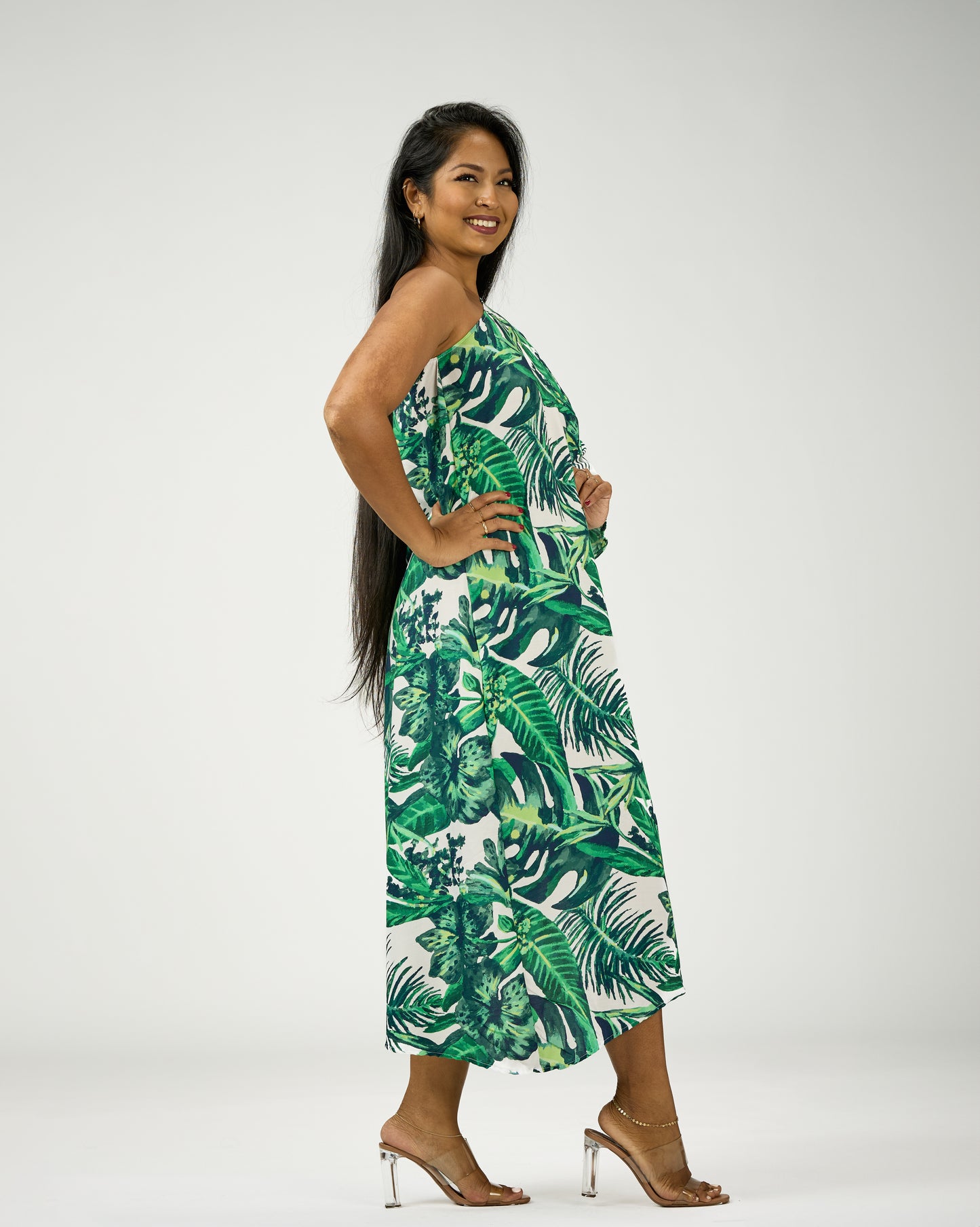 ADRIANA ONE SHOULDER KAFTAN MIDI