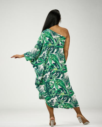 ADRIANA ONE SHOULDER KAFTAN MIDI