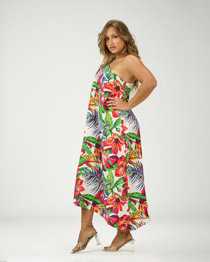 ADRIANA ONE SHOULDER KAFTAN MIDI