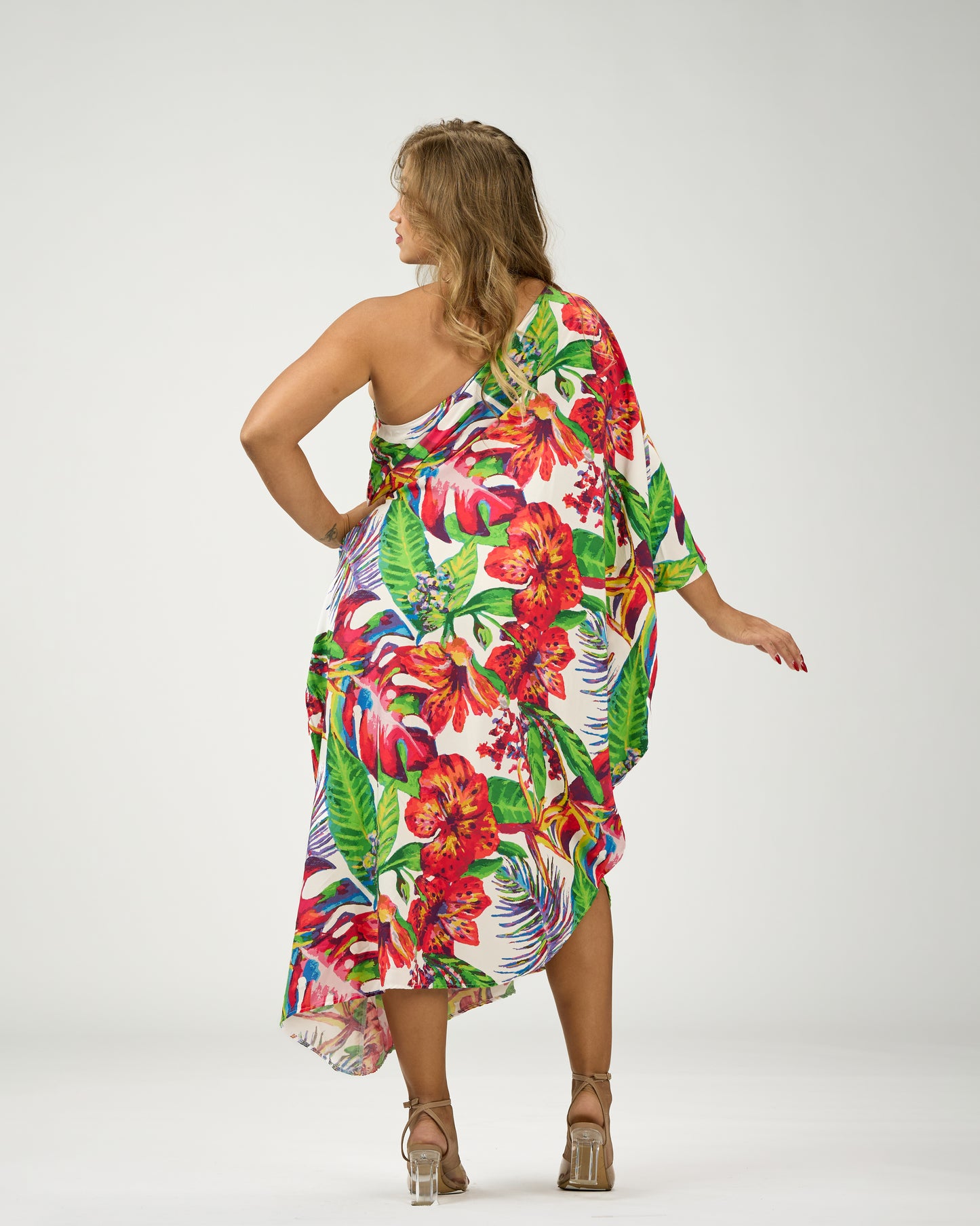 ADRIANA ONE SHOULDER KAFTAN MIDI