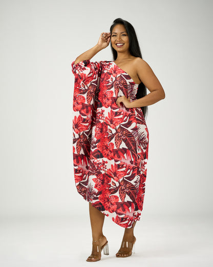 ADRIANA ONE SHOULDER KAFTAN MIDI