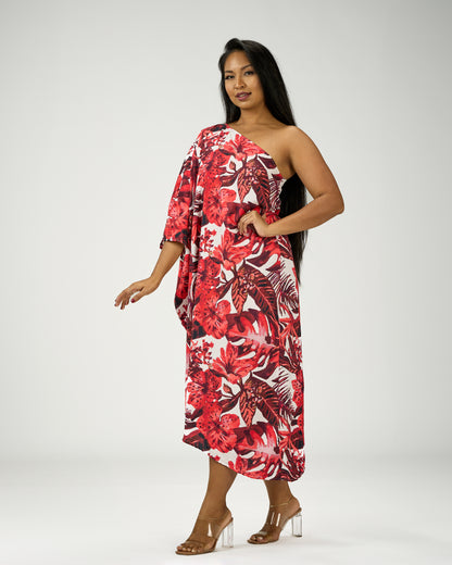ADRIANA ONE SHOULDER KAFTAN MIDI