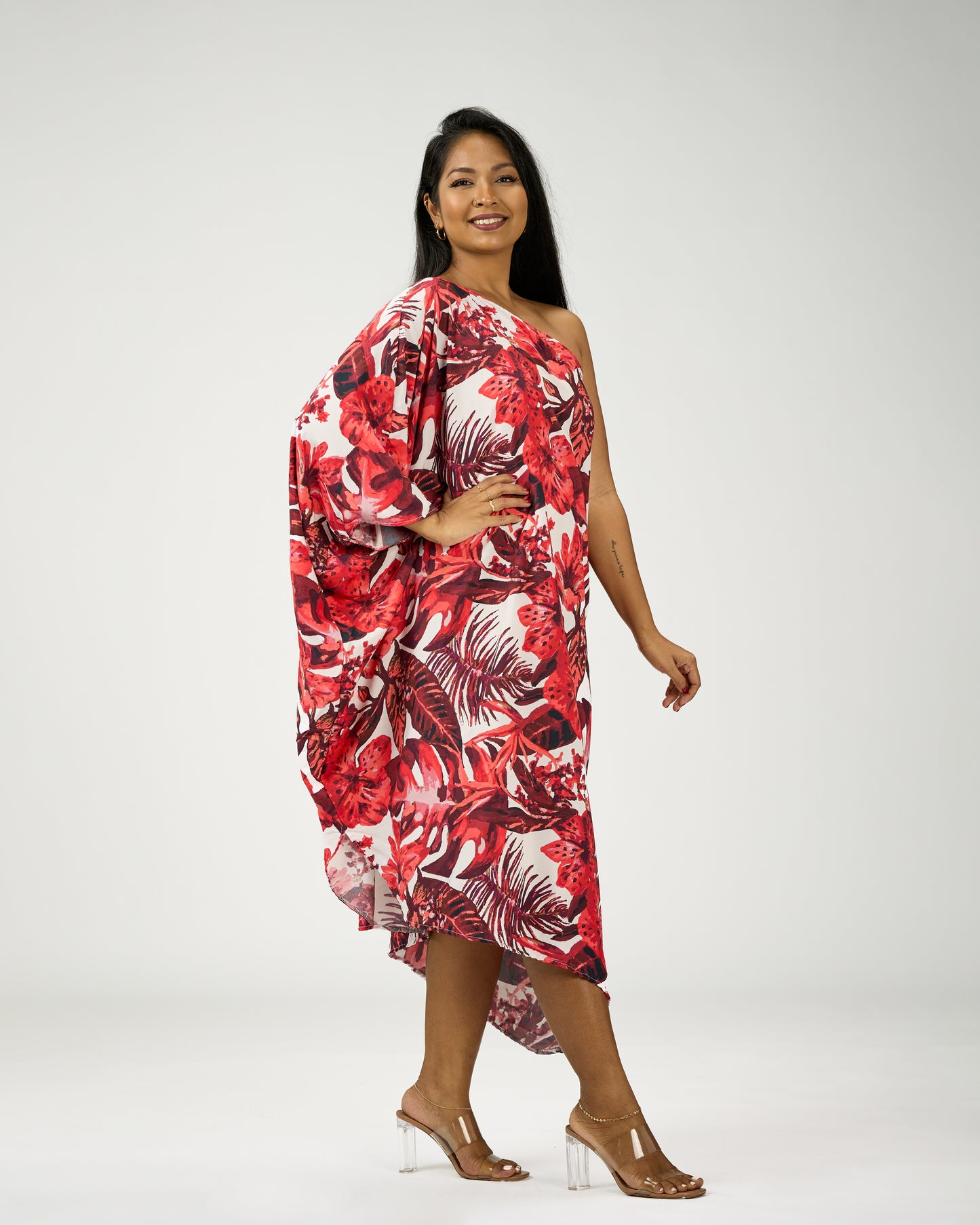 ADRIANA ONE SHOULDER KAFTAN MIDI