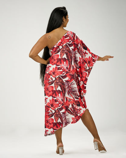 ADRIANA ONE SHOULDER KAFTAN MIDI