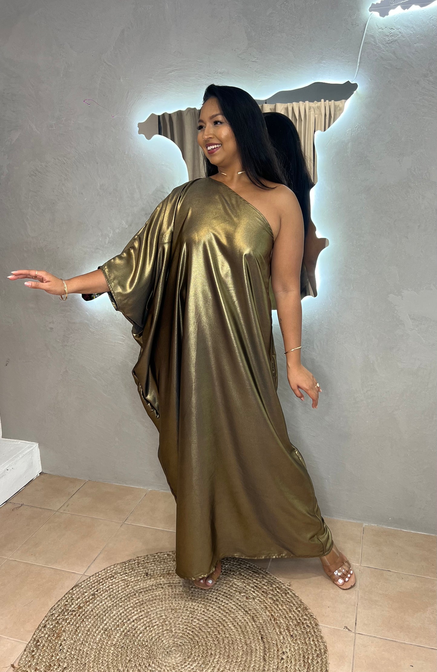 ADRIANA ONE SHOULDER KAFTAN MAXI