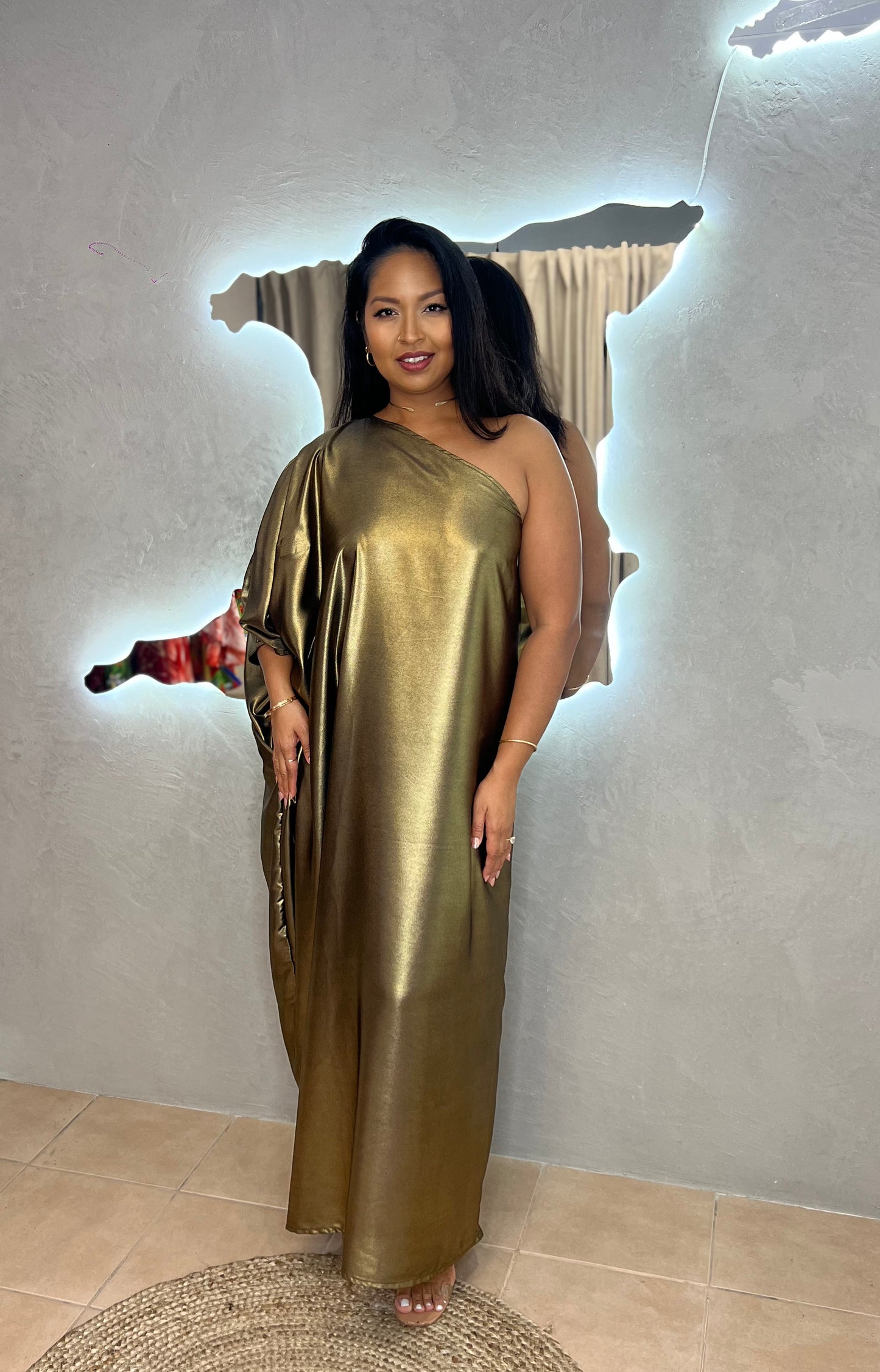 ADRIANA ONE SHOULDER KAFTAN MAXI