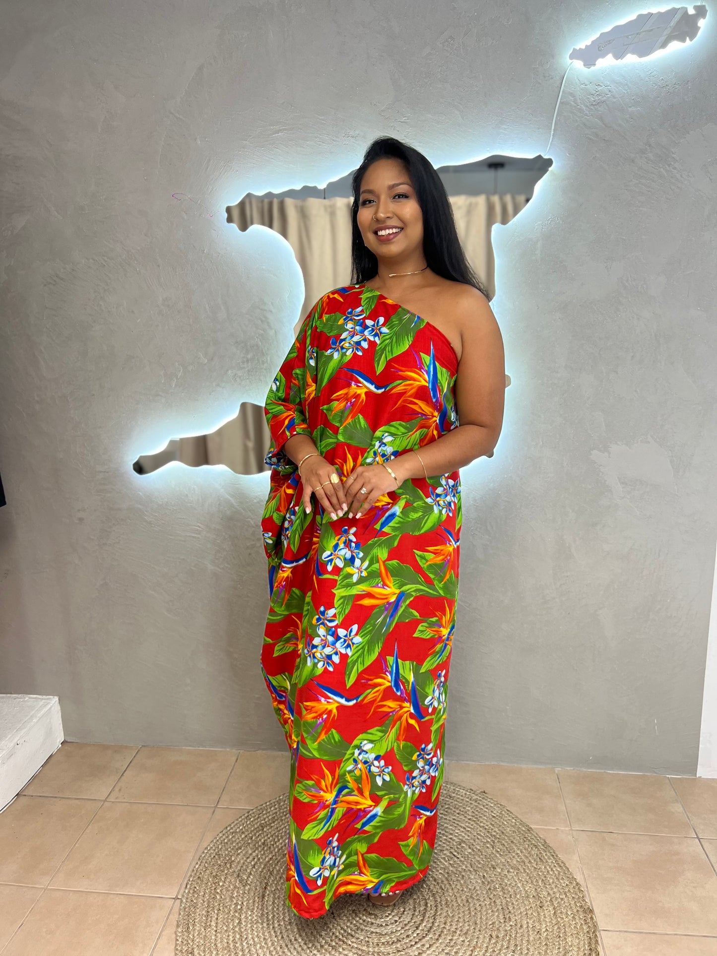 ADRIANA ONE SHOULDER KAFTAN MAXI