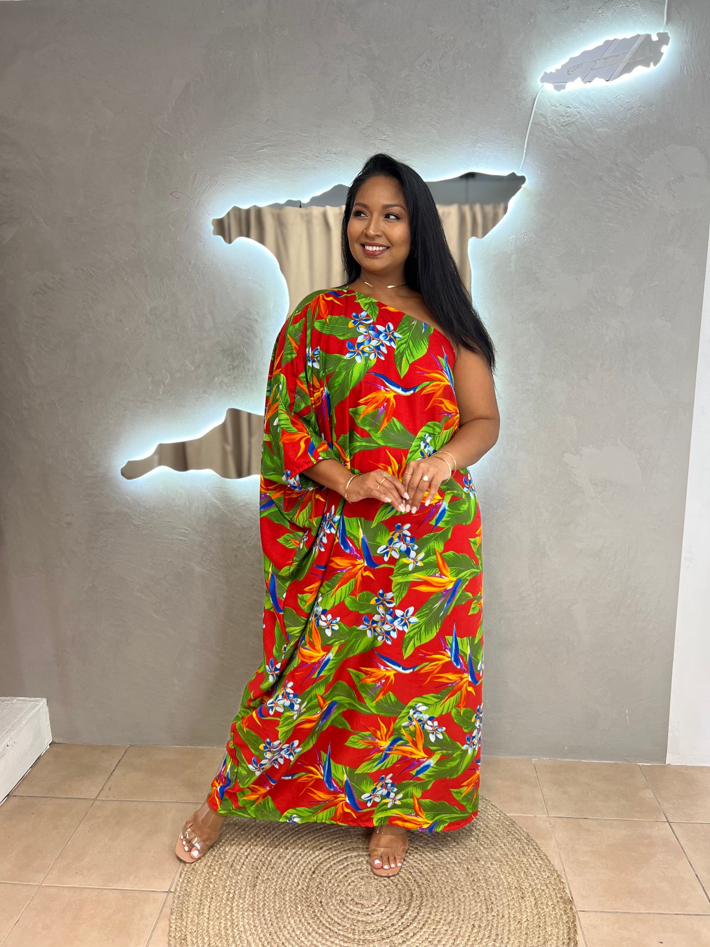 ADRIANA ONE SHOULDER KAFTAN MAXI