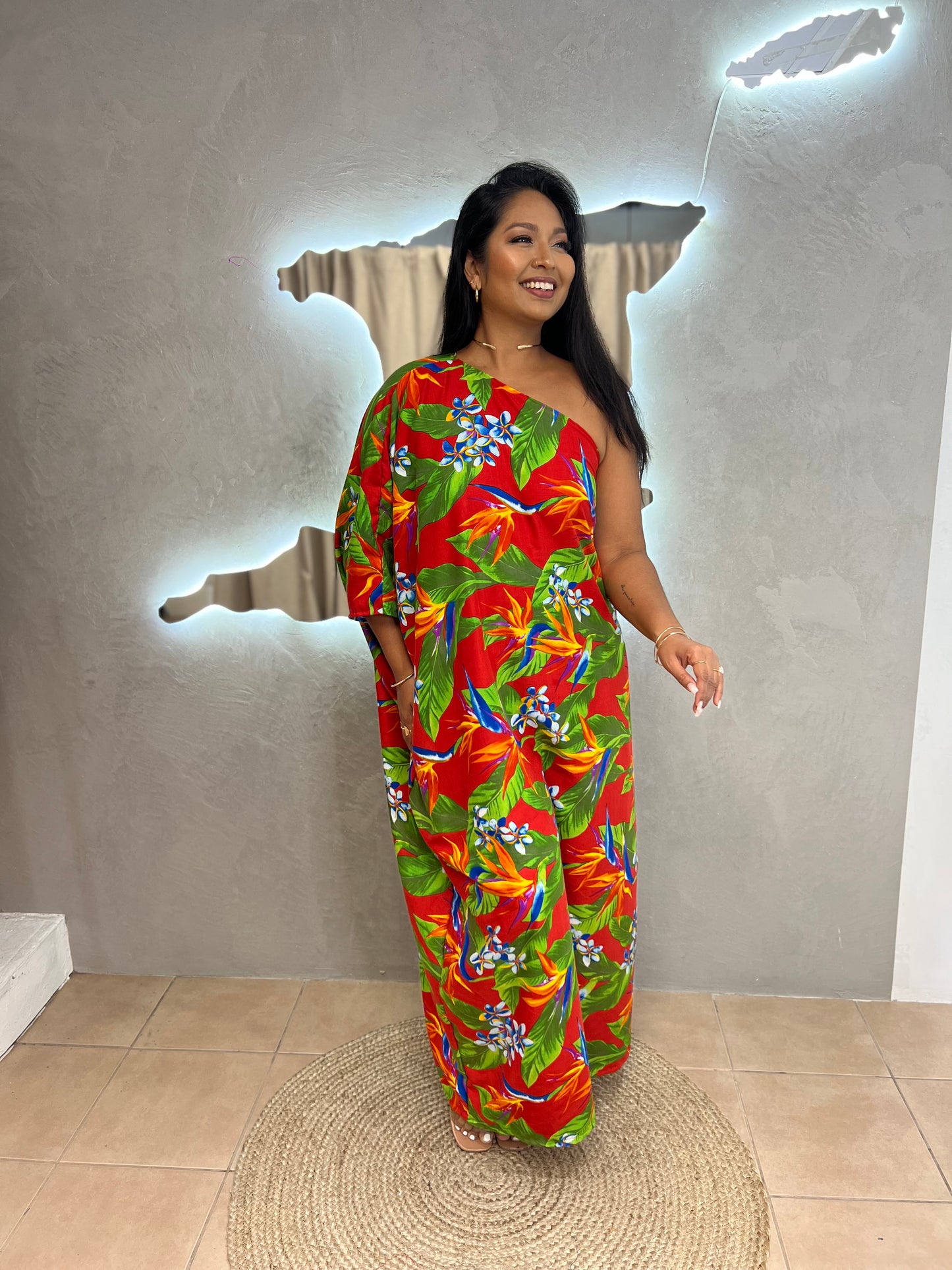 ADRIANA ONE SHOULDER KAFTAN MAXI