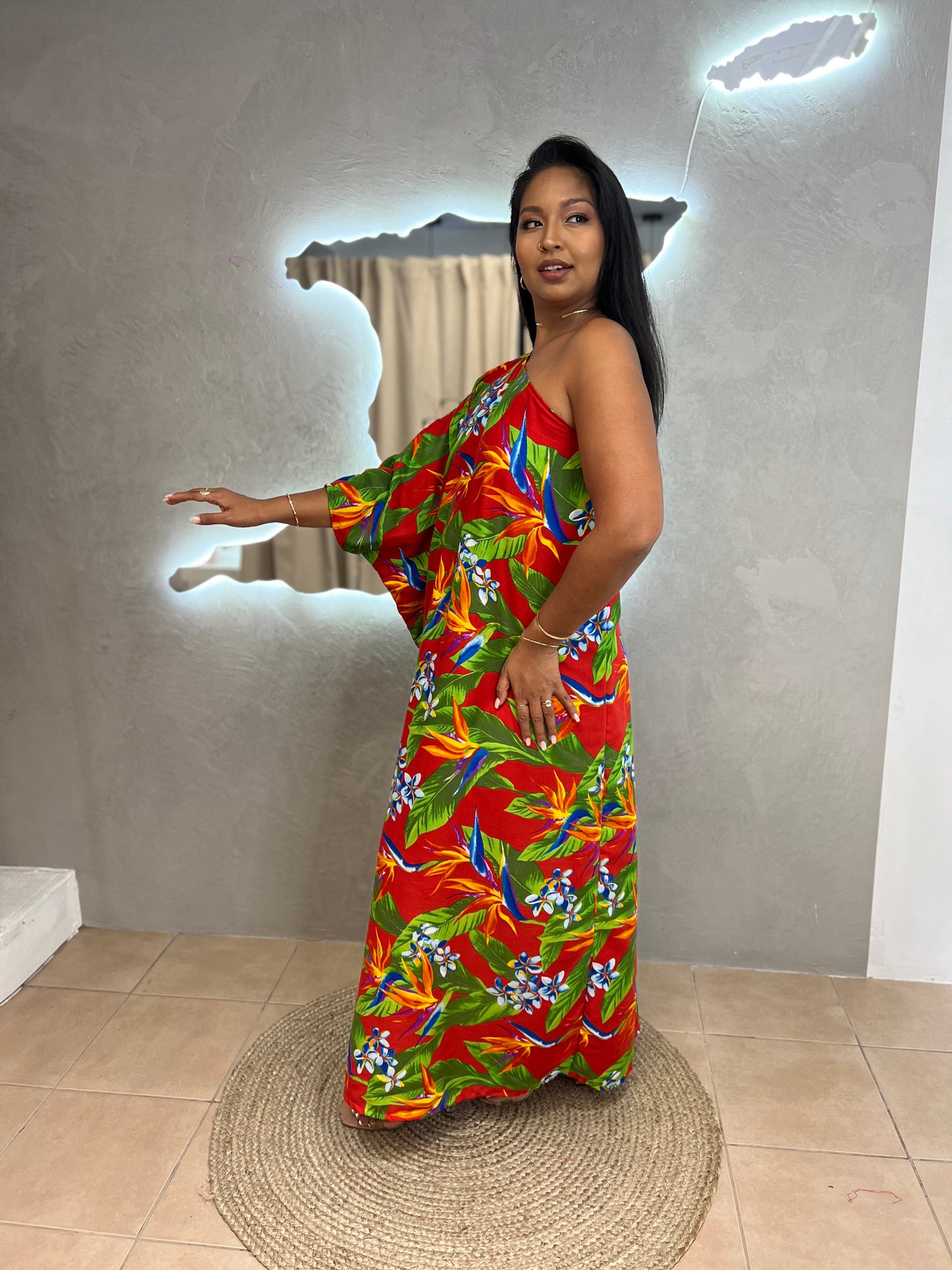 ADRIANA ONE SHOULDER KAFTAN MAXI
