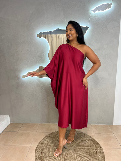ADRIANA ONE SHOULDER KAFTAN MIDI
