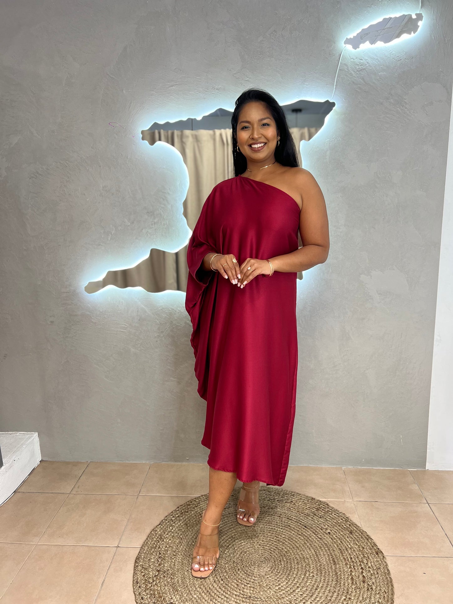 ADRIANA ONE SHOULDER KAFTAN MIDI
