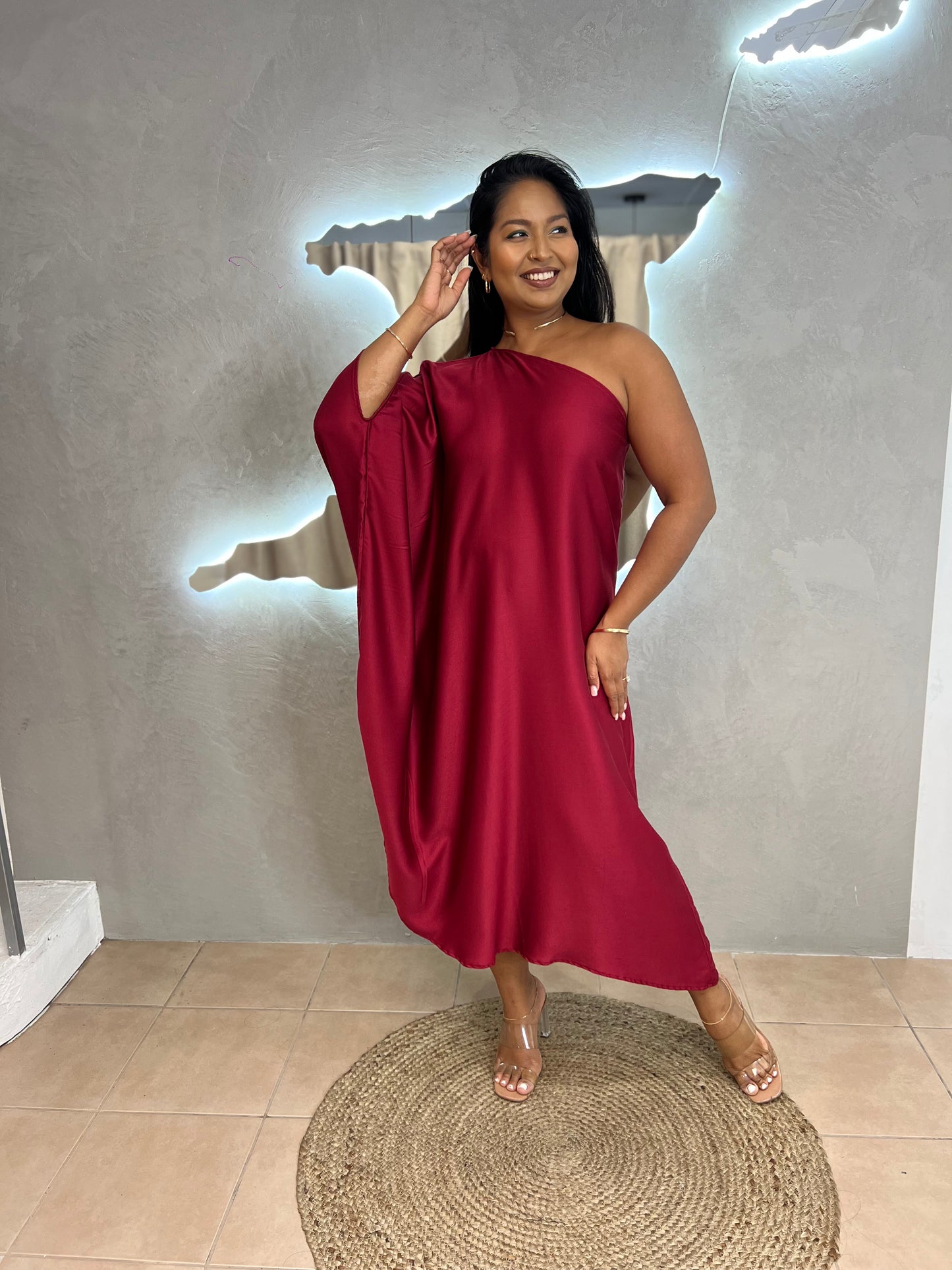 ADRIANA ONE SHOULDER KAFTAN MIDI