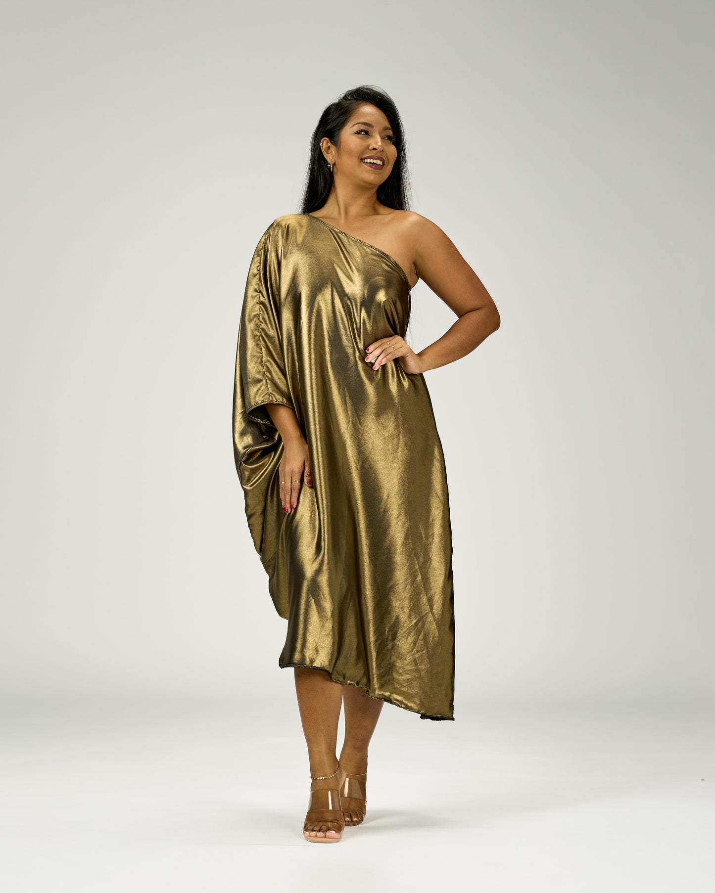 ADRIANA ONE SHOULDER KAFTAN MIDI