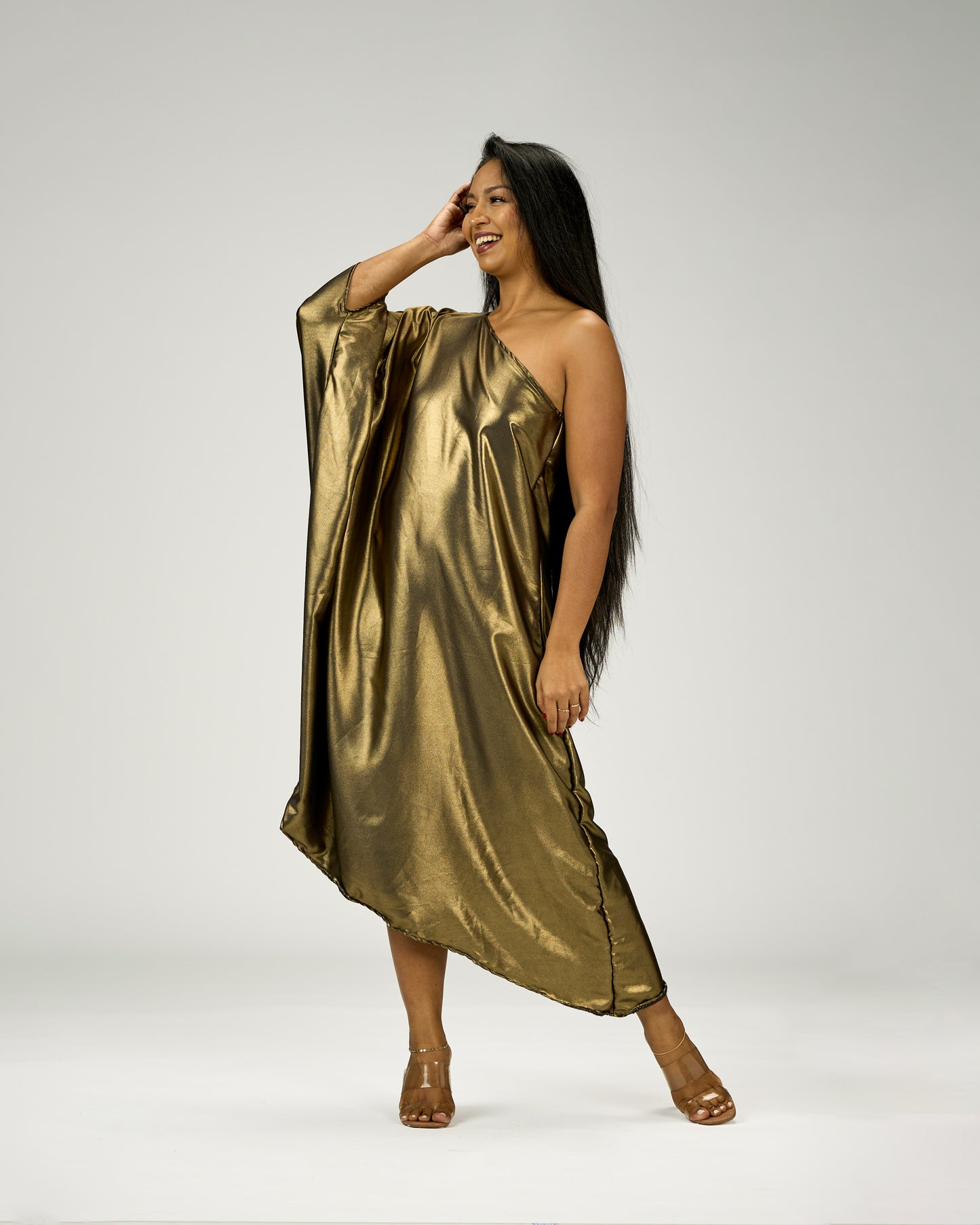 ADRIANA ONE SHOULDER KAFTAN MIDI