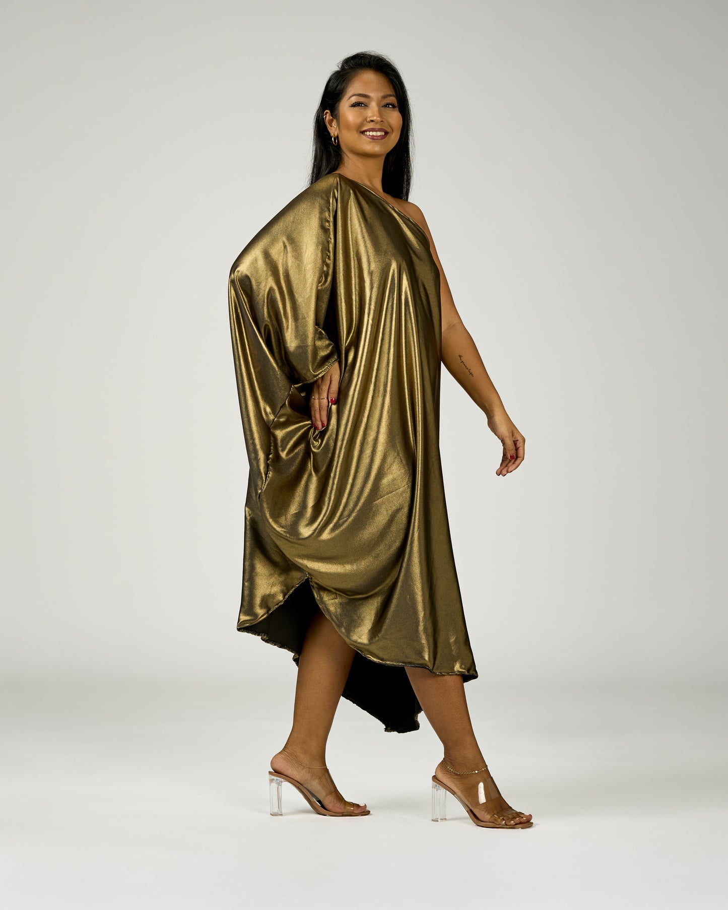 ADRIANA ONE SHOULDER KAFTAN MIDI