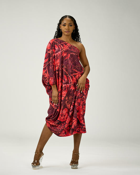 ADRIANA ONE SHOULDER KAFTAN MIDI