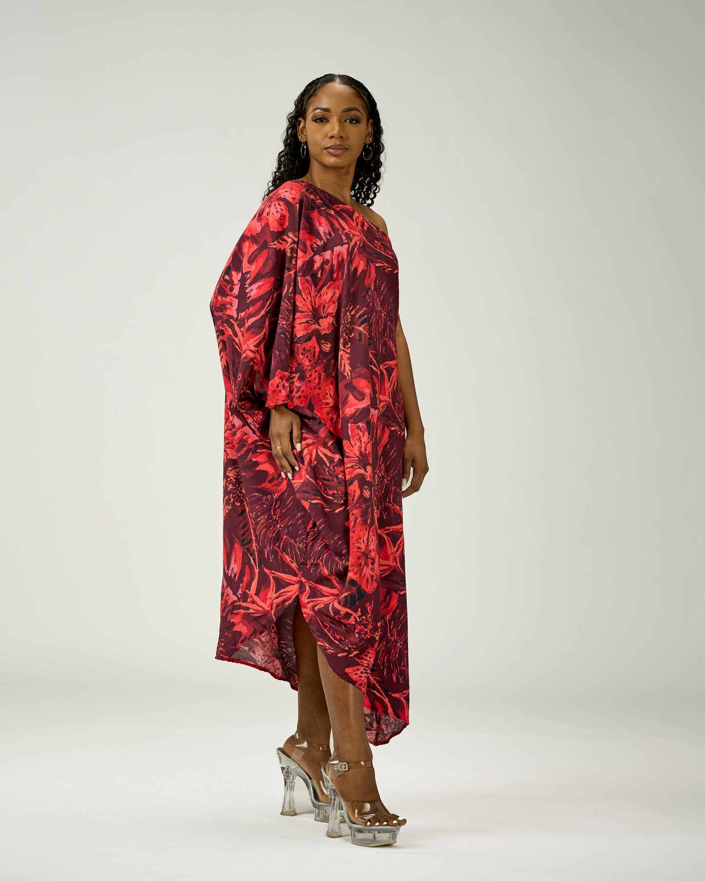 ADRIANA ONE SHOULDER KAFTAN MIDI