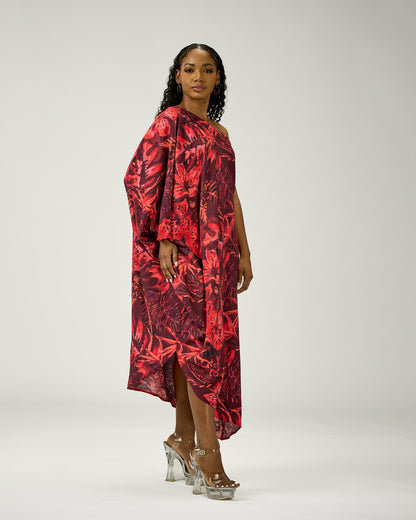 ADRIANA ONE SHOULDER KAFTAN MIDI
