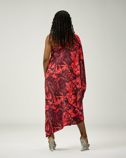 ADRIANA ONE SHOULDER KAFTAN MIDI