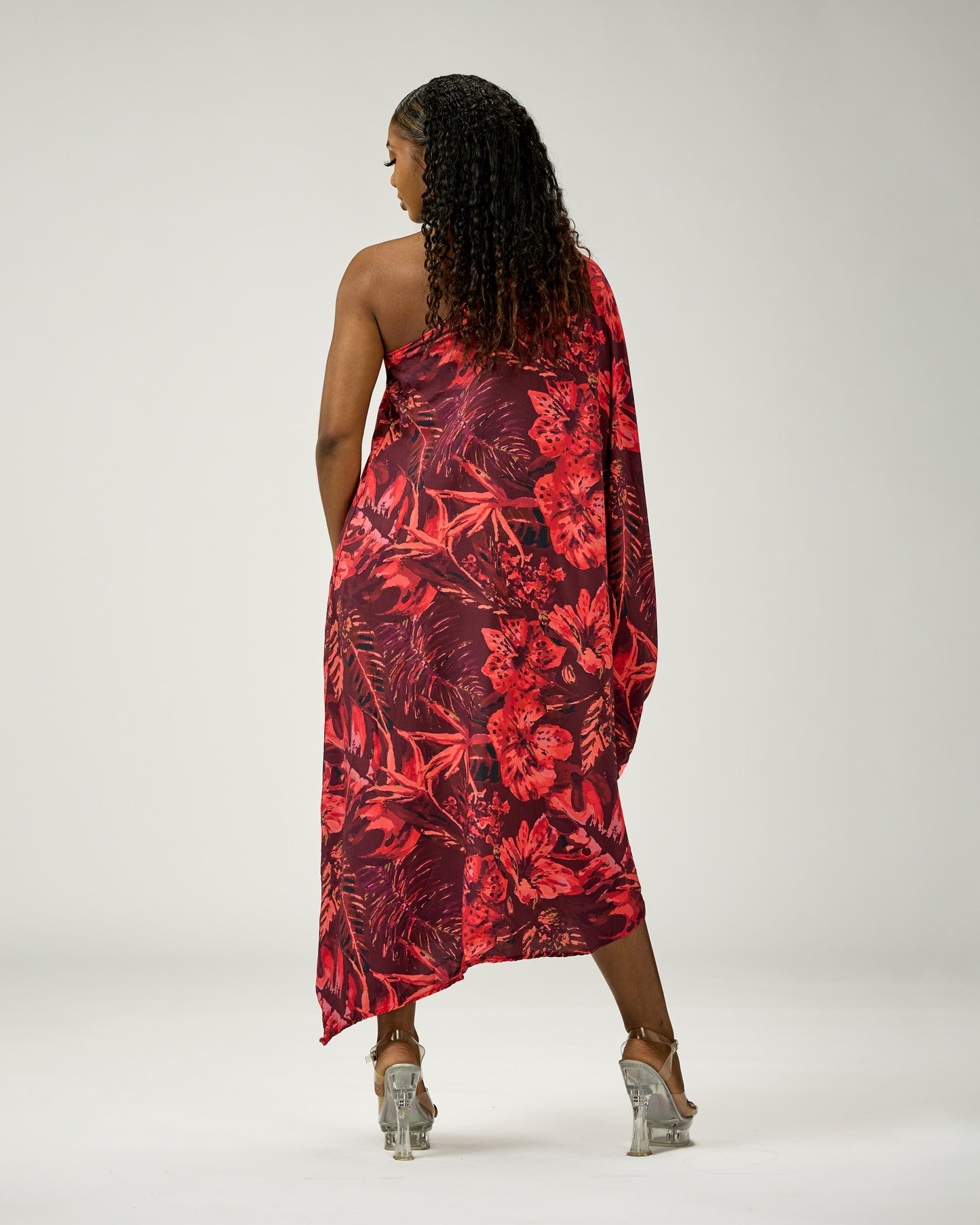 ADRIANA ONE SHOULDER KAFTAN MIDI