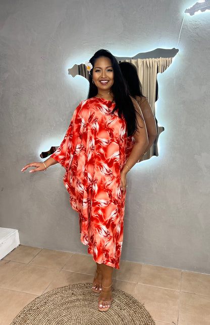 ADRIANA ONE SHOULDER KAFTAN MIDI
