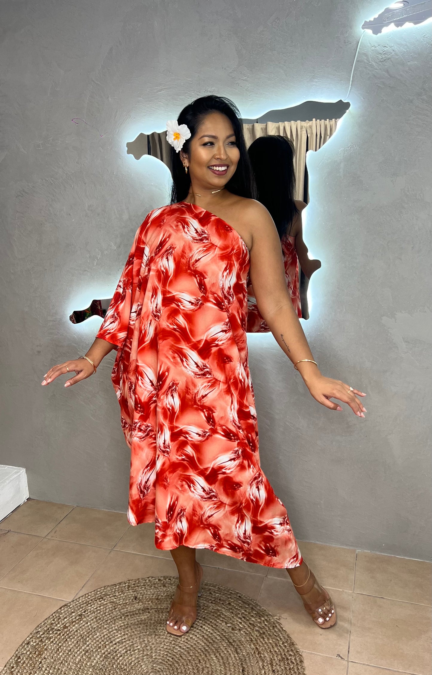 ADRIANA ONE SHOULDER KAFTAN MIDI