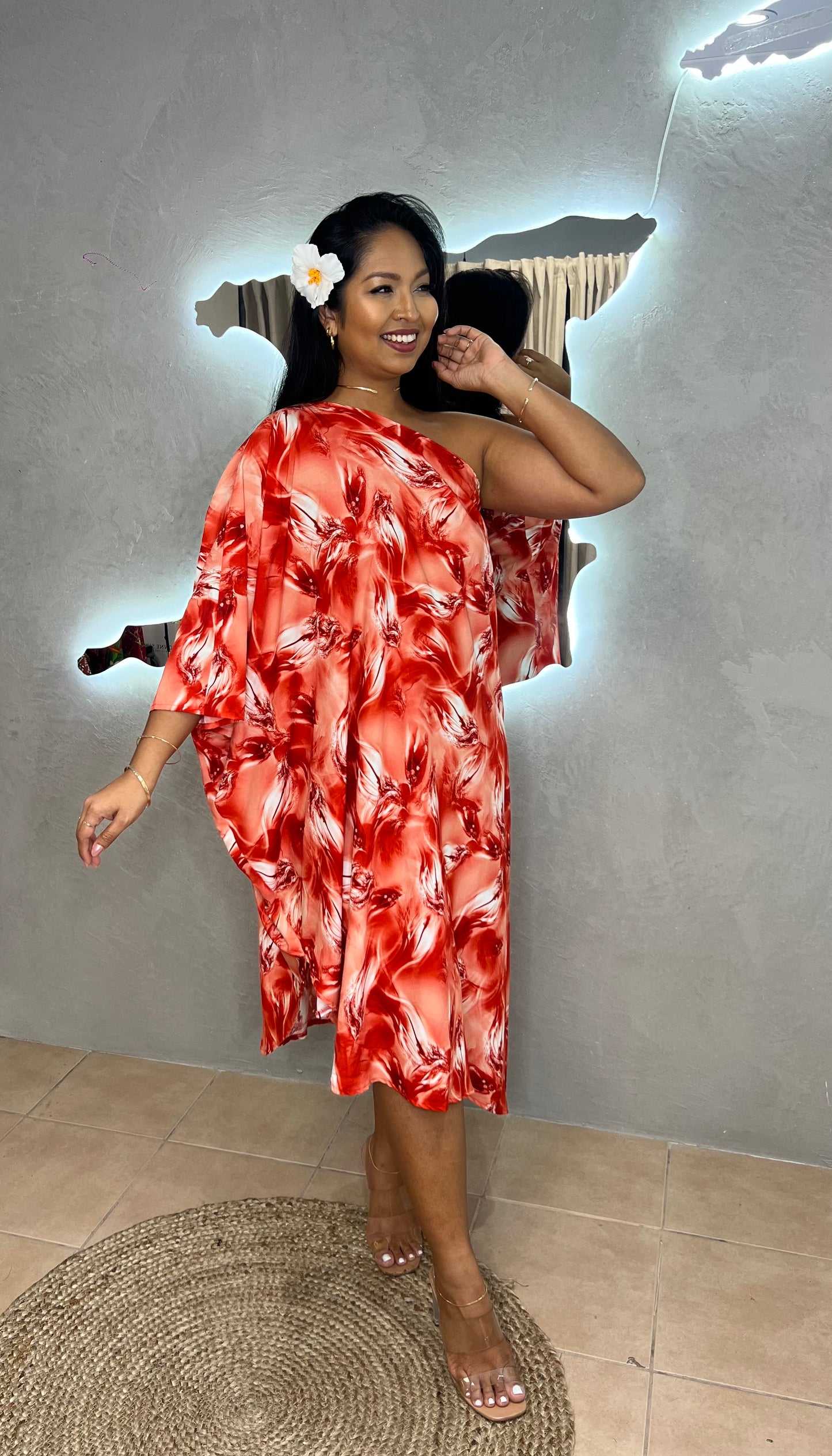 ADRIANA ONE SHOULDER KAFTAN MIDI