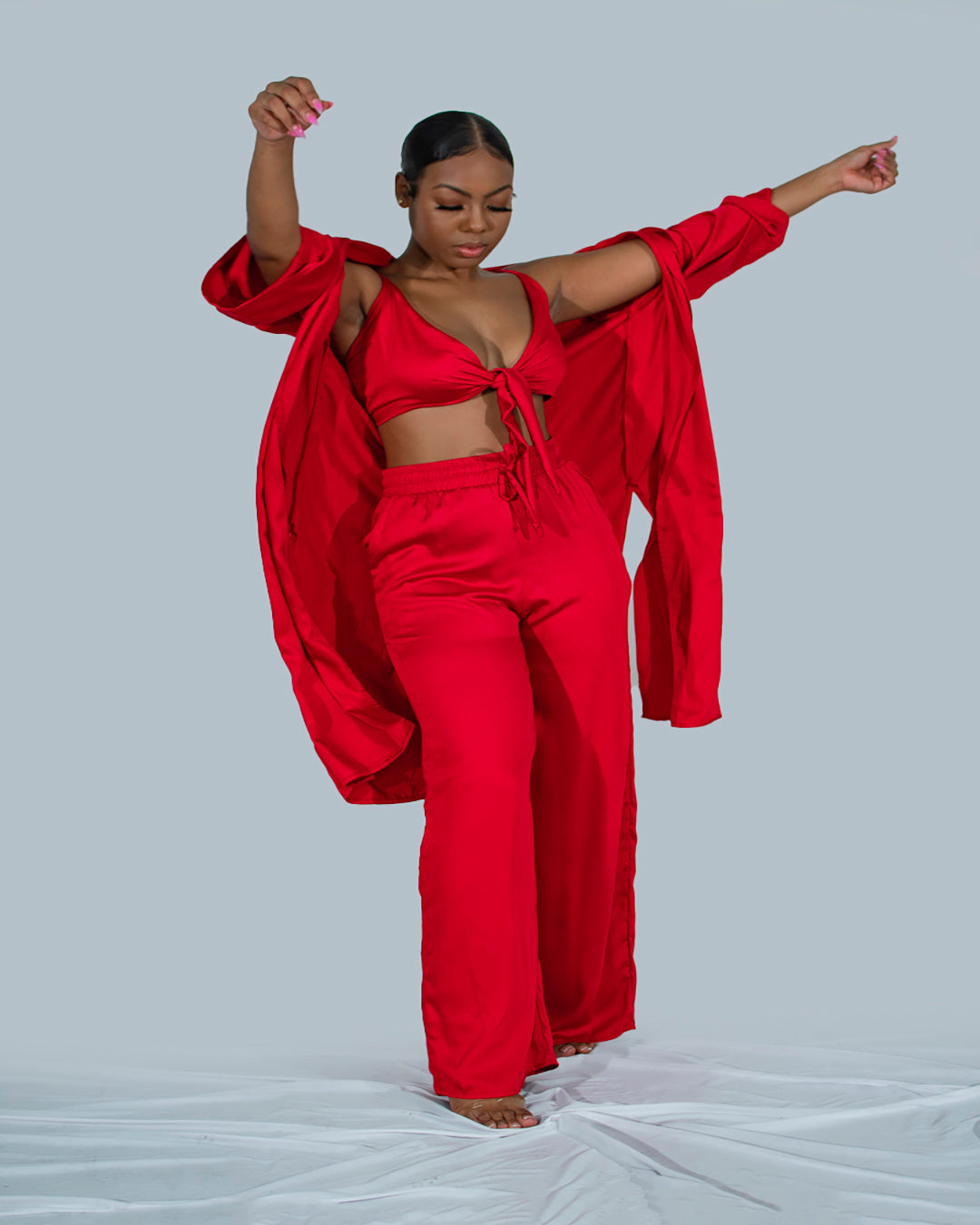 Bridgetown Kimono Red PU-005 X Bridgetown Top Red PU-005 X Bridgetown Palazzo Red PU-005 4