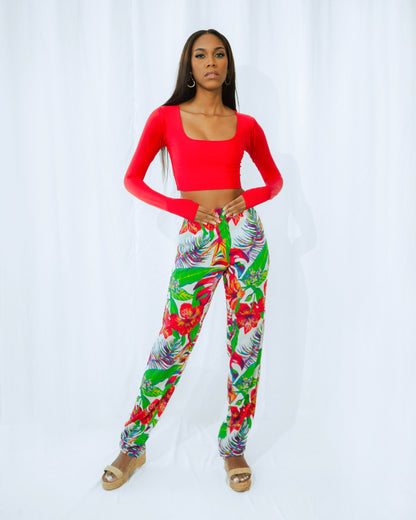 Cindy Crop Top Long Slevees Red Tomato SPU-015 X Ivana Pants PP-019 1