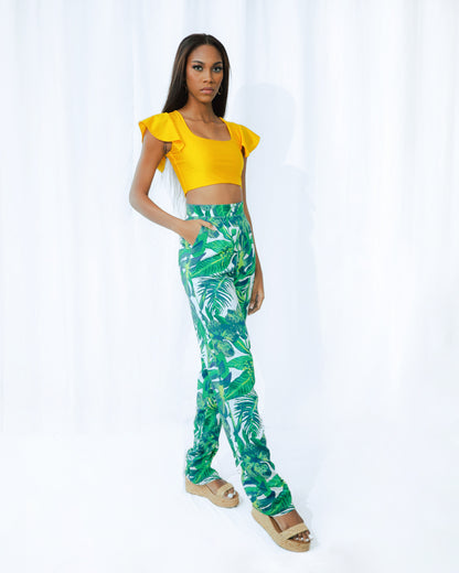 Cindy Crop Top Ruffles Yellow SPU-024 X Ivana Pants PP-018 2 jpg