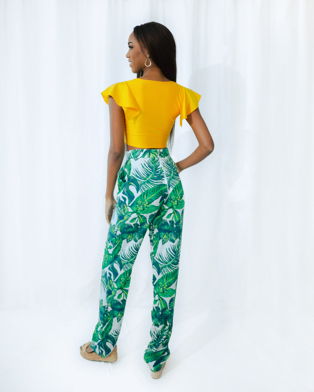 Cindy Crop Top Ruffles Yellow SPU-024 X Ivana Pants PP-018 3 jpg