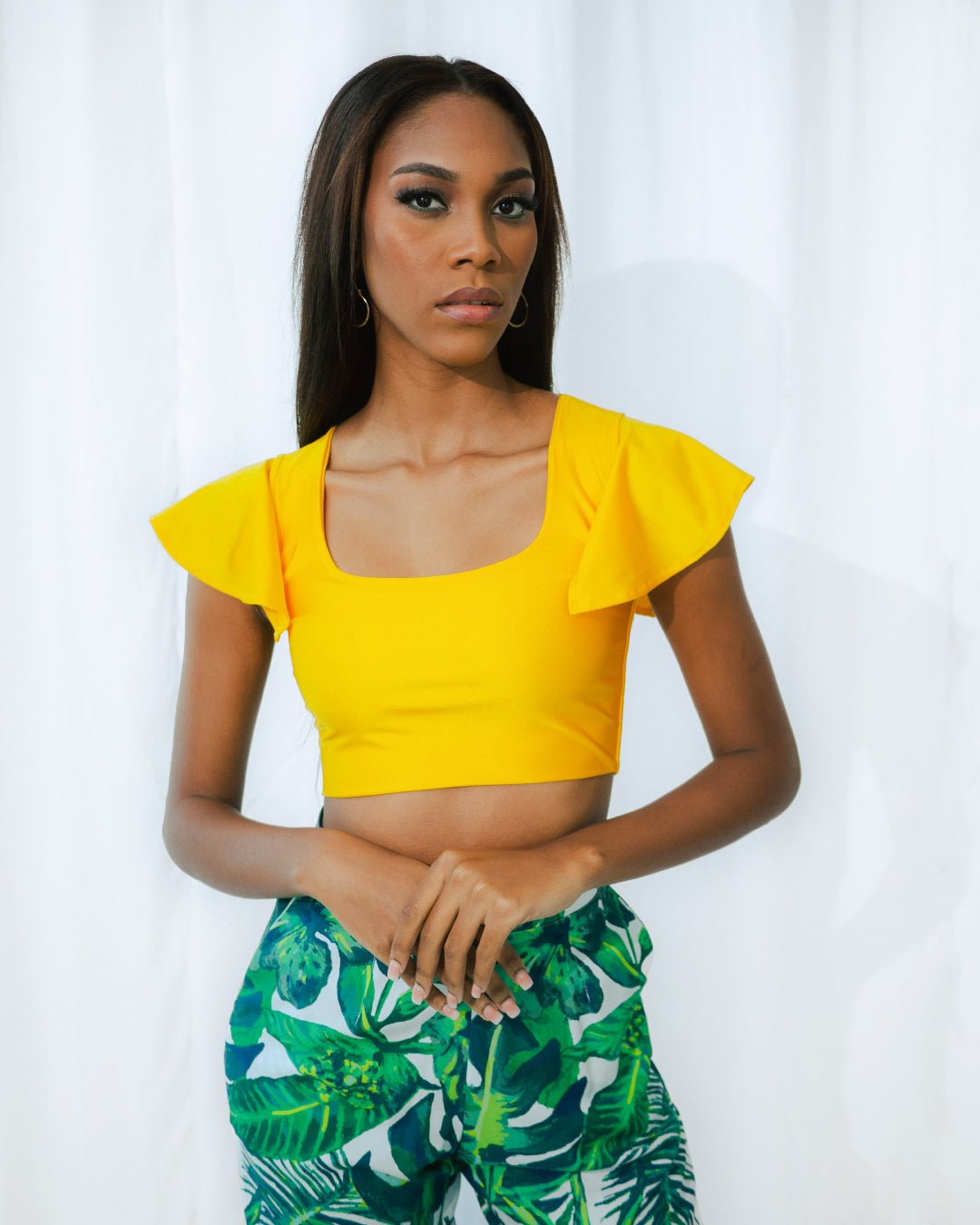 Cindy Crop Top Ruffles Yellow SPU-024 X Ivana Pants PP-018 5 jpg copy