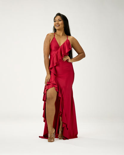 KINGSTON MAXI RUFFLES DRESS
