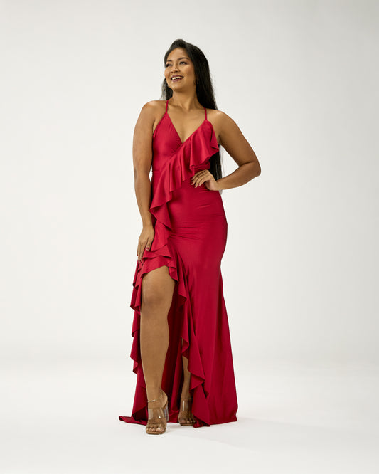 KINGSTON MAXI RUFFLES DRESS