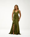 KINGSTON MAXI RUFFLES DRESS - OLIVE GREEN