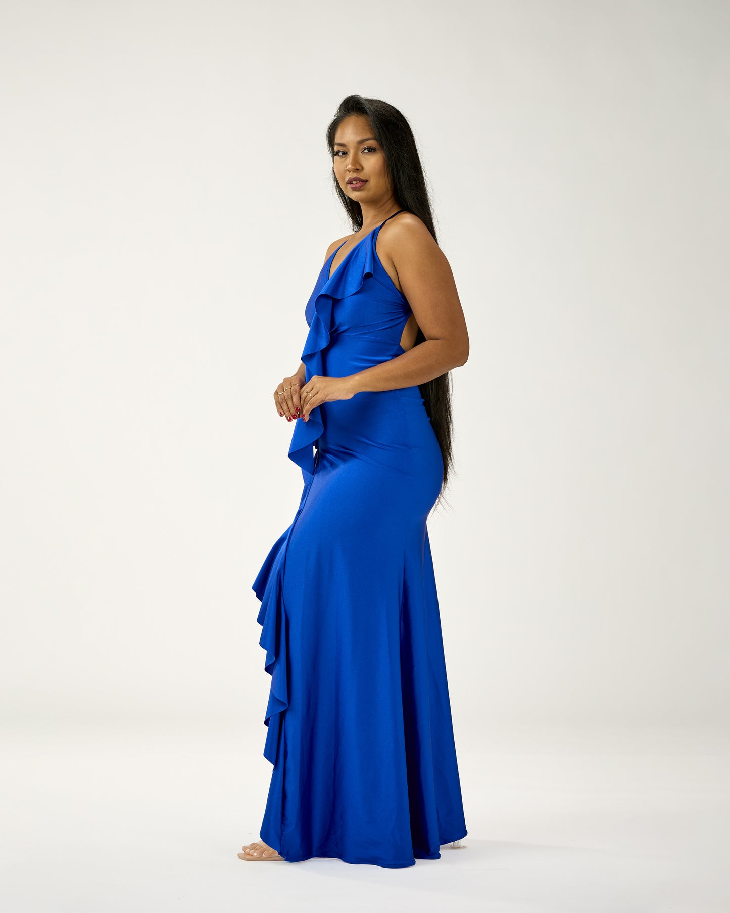 KINGSTON MAXI RUFFLES DRESS - ROYAL BLUE