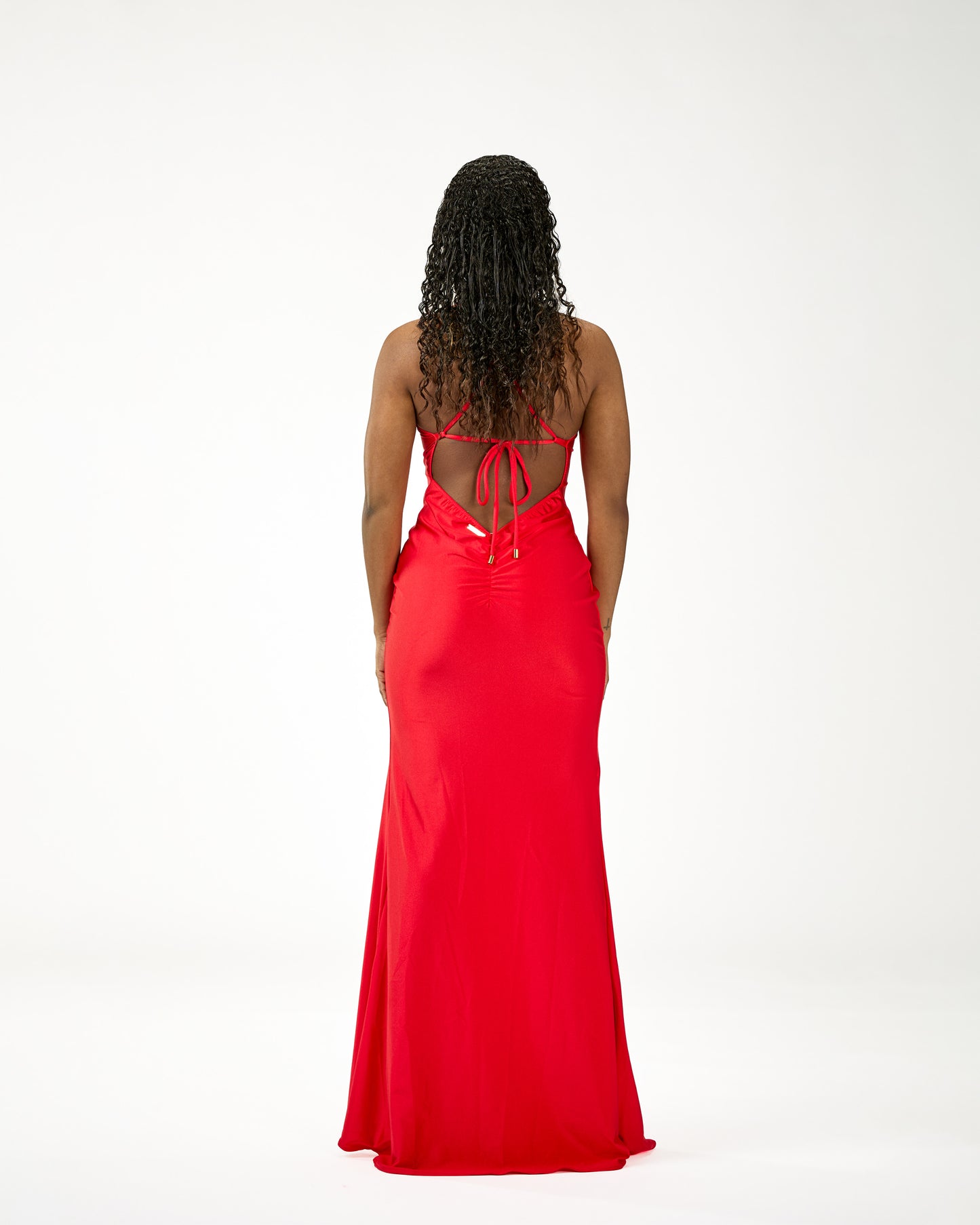 KINGSTON MAXI RUFFLES DRESS - TOMATO RED