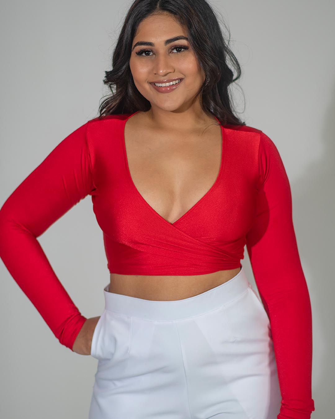 NIKITA CROP TOP LONG SLEEVE TOMATO RED