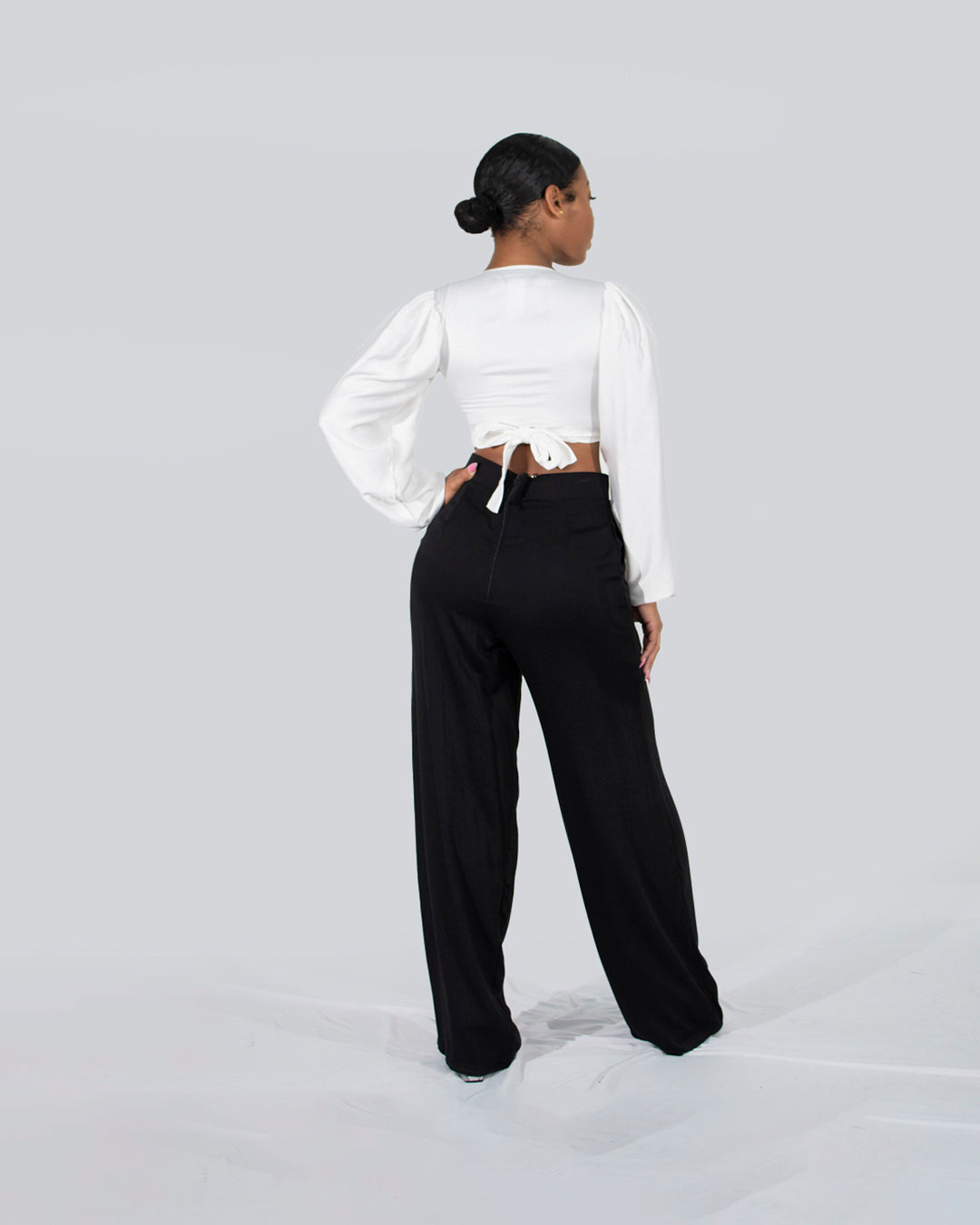 Nikita Crop Top Long Puffy Sleeves White PU-001 X Ivana Black PU-004 3