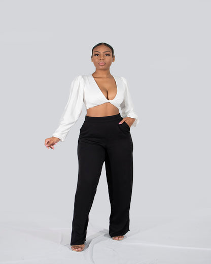 Nikita Crop Top Long Puffy Sleeves White PU-001 X Ivana Black PU-004 4