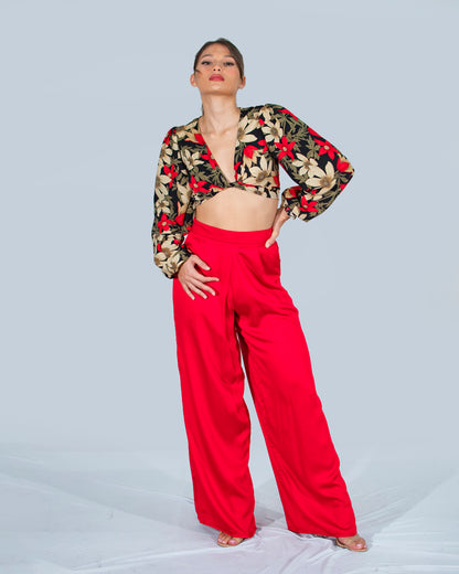 Nikita Crop Top Long Puffy Slevees PP-022 X Ivana Red PU-005 3