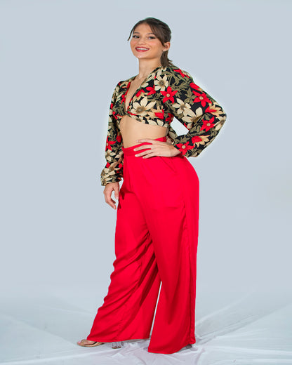 Nikita Crop Top Long Puffy Slevees PP-022 X Ivana Red PU-005 7