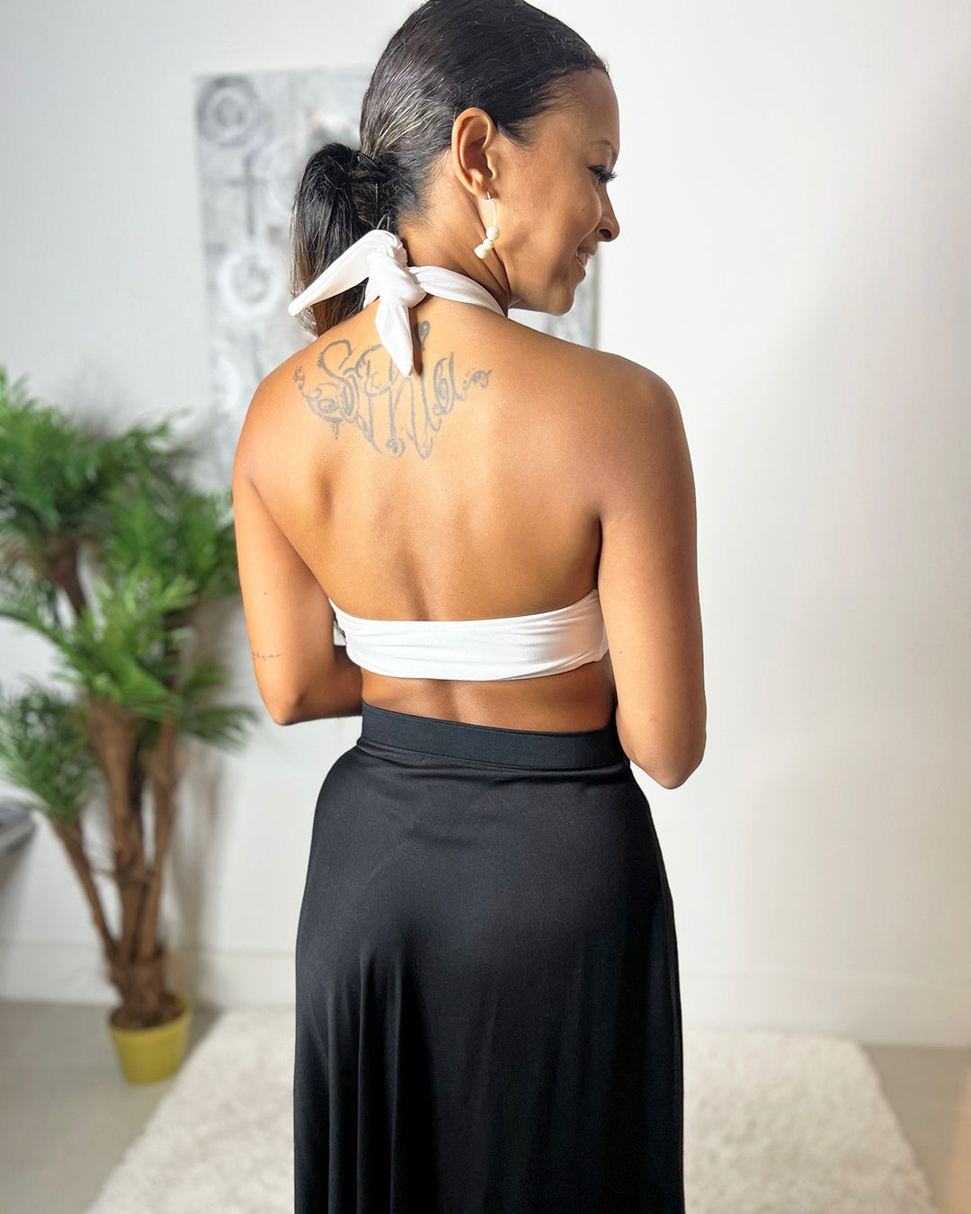 SANDRA CROP TOP WHITE SPU-004 X ARIANNA MIDI BLACK 4