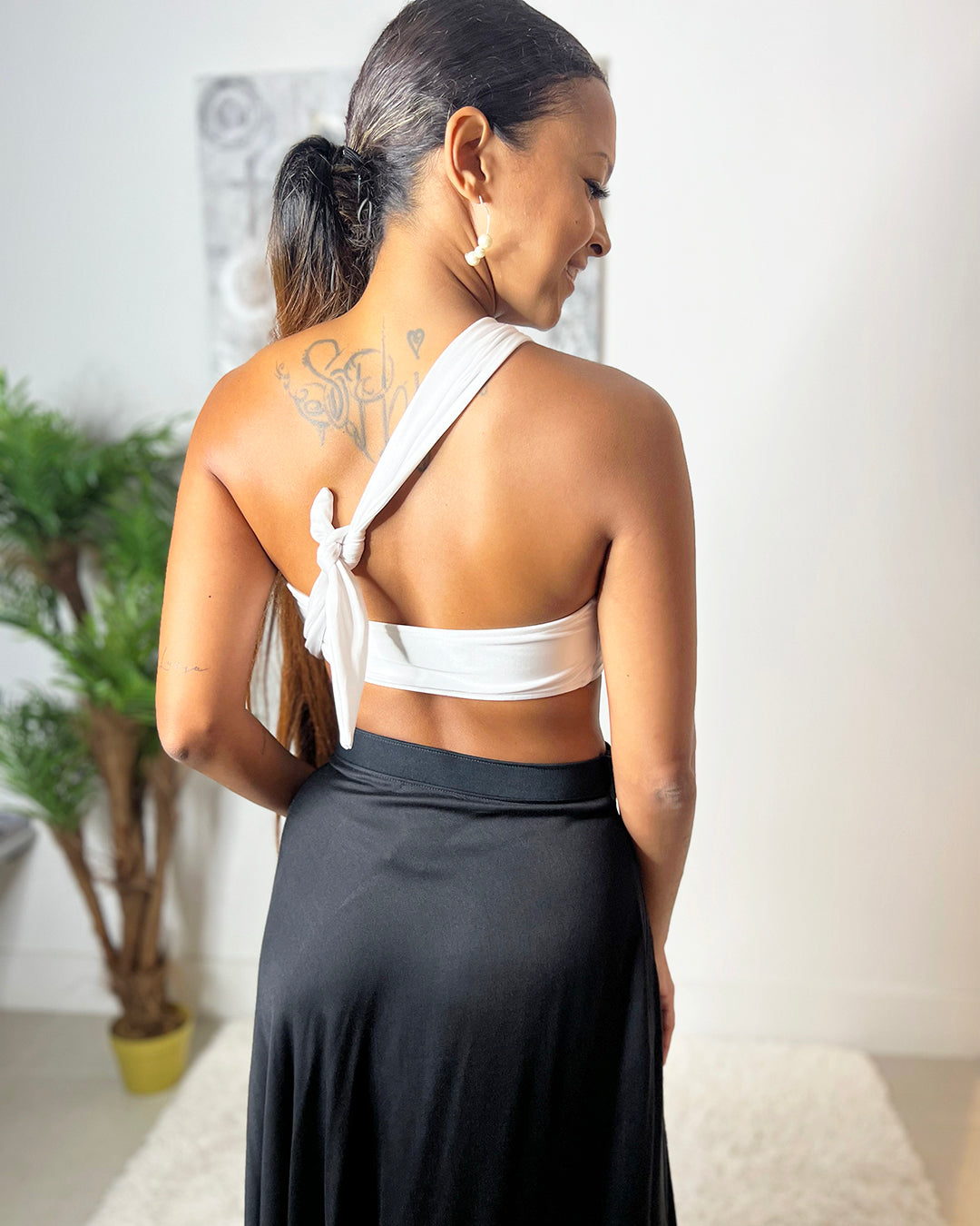 SANDRA CROP TOP WHITE SPU-004 X ARIANNA MIDI BLACK 7